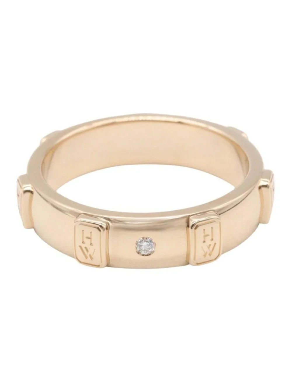 Harry Winston Ring HW Logo Band 18k Pink Gold Diamond